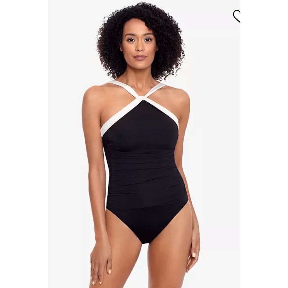 Lauren Ralph Lauren NWT size 14 NAVY BLUE Bel Air Colorblocked One-Piece Swimsui
